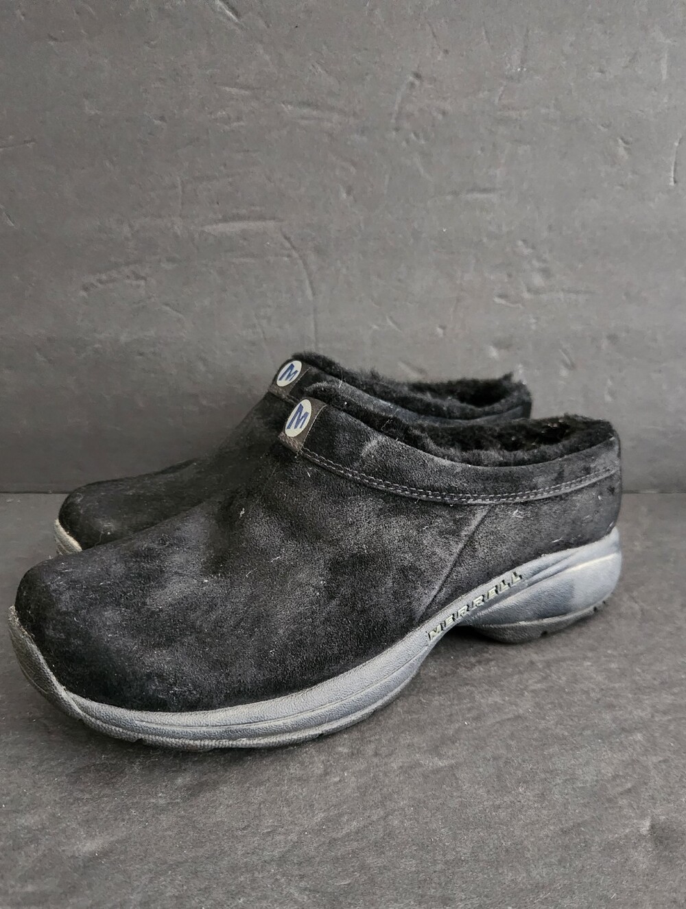 Merrell Women's Size 10 Encore Ice Slide Mule Clogs Black Suede Slip On Shoes